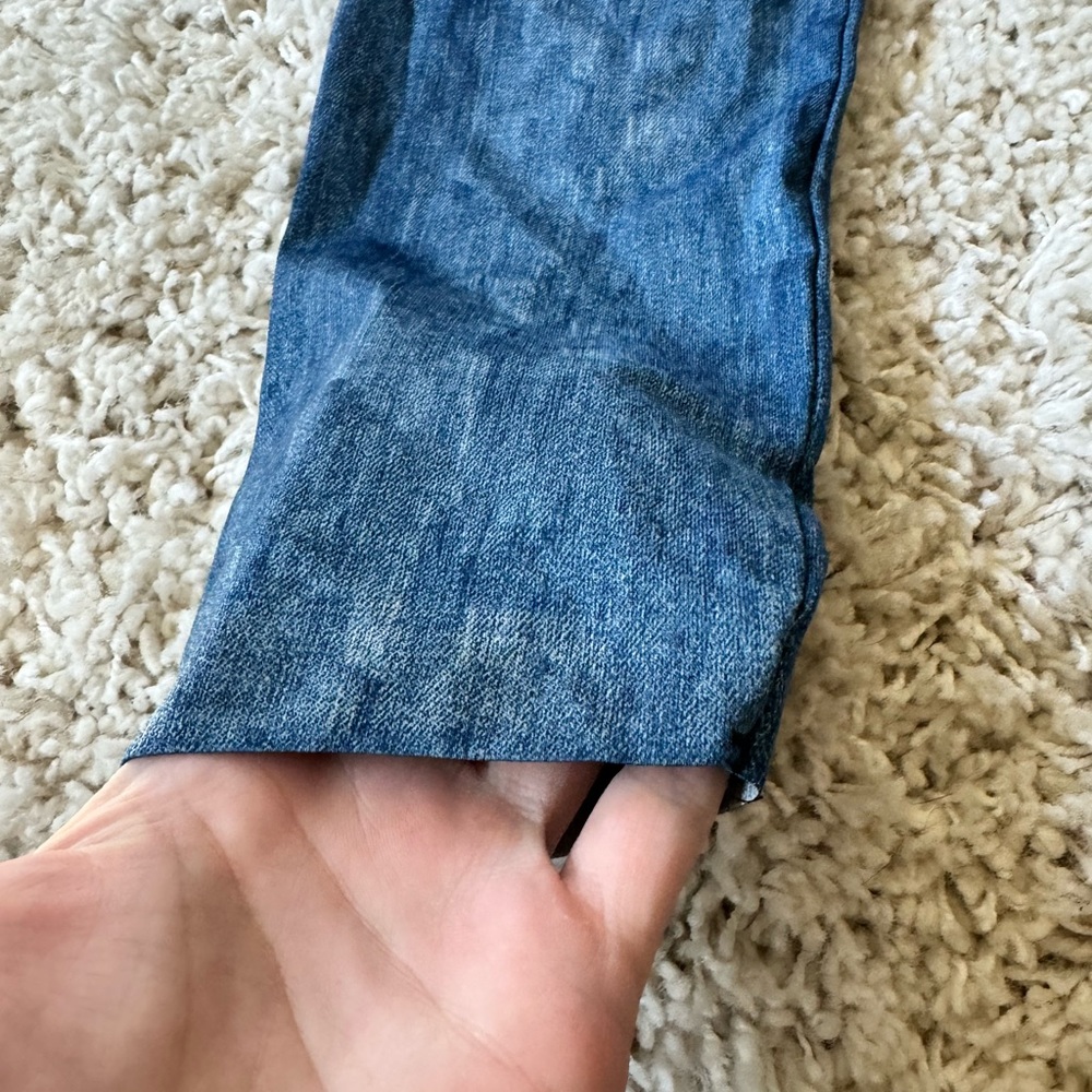 Super cute, patchwork light denim Y2K stretchy, jean jeggings. - Picture 3 of 4